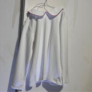 Bella Bliss Girl’s Size 5 Knit Shirt Top White Red Trim Peter Pan : Box Y: